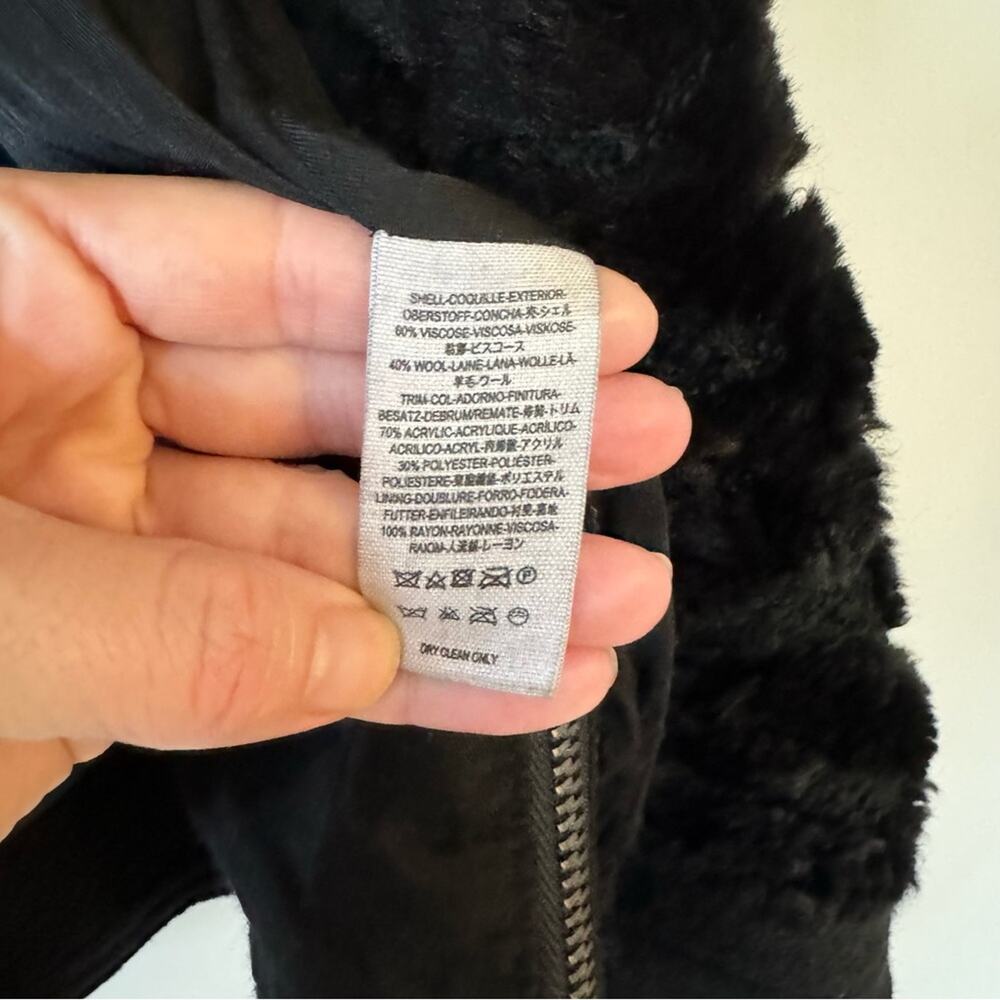 Free People Black Simple Salute Wool Faux Fur Collar Moto Military Jacket S - Picture 15 of 16
